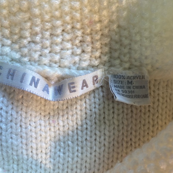 CHINAWEAR- White Cable Knit Collar Sweater - Picture 5 of 6